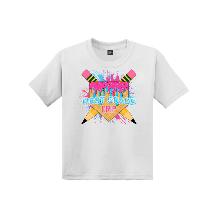 Back to School Baseball Drip Youth Tee