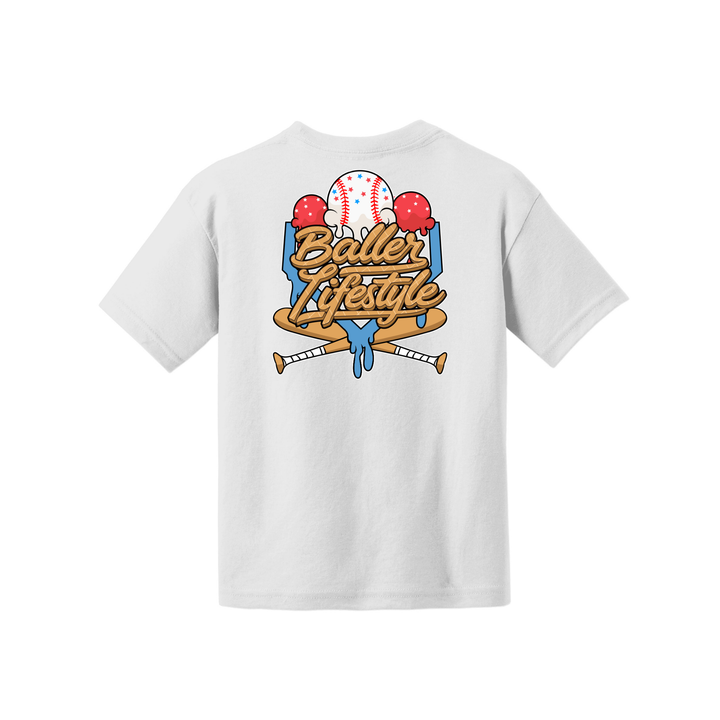 Baller Lifestyle Ice Cream Drip with Bats Youth Tee