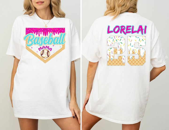 Personalized Baseball Mama Drip Adult Tee