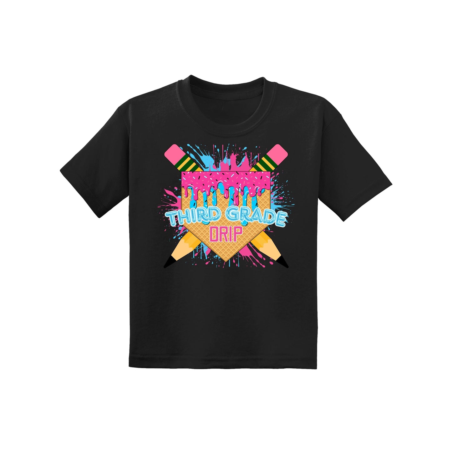 Back to School Baseball Drip Youth Tee